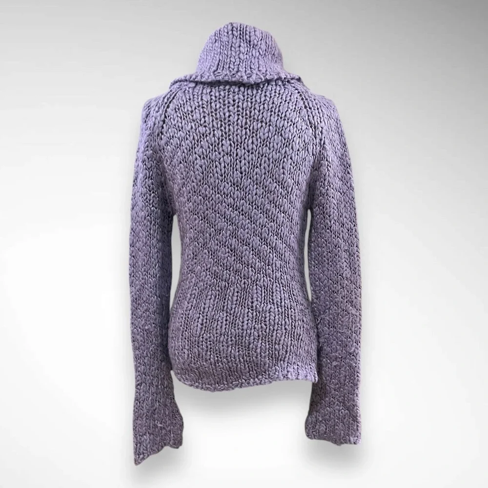 OXFORD FULHAM Y2k Wool Blend Purple Cowl‎ Neck Chunky Knit Sweater Large | EUC
